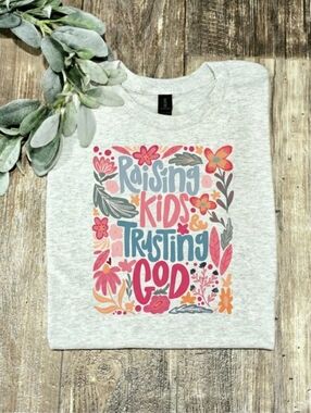 Religious Mom shirt Raising Kids And Trusting God Jesus cute popular